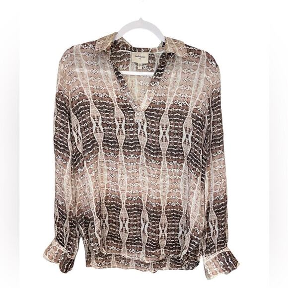 HAUTE HIPPIE Tribe Harper V-Neck Pullover Blouse Snakeskin Size Small EUC - Picture 2 of 11